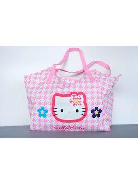 Hello Kitty Pink Houndstooth Large Tote Bag NWOT